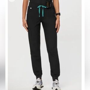 Figs High Waisted FreeX Lined Zamora Jogger Scrub Pants Black, Med PETITE LENGTH